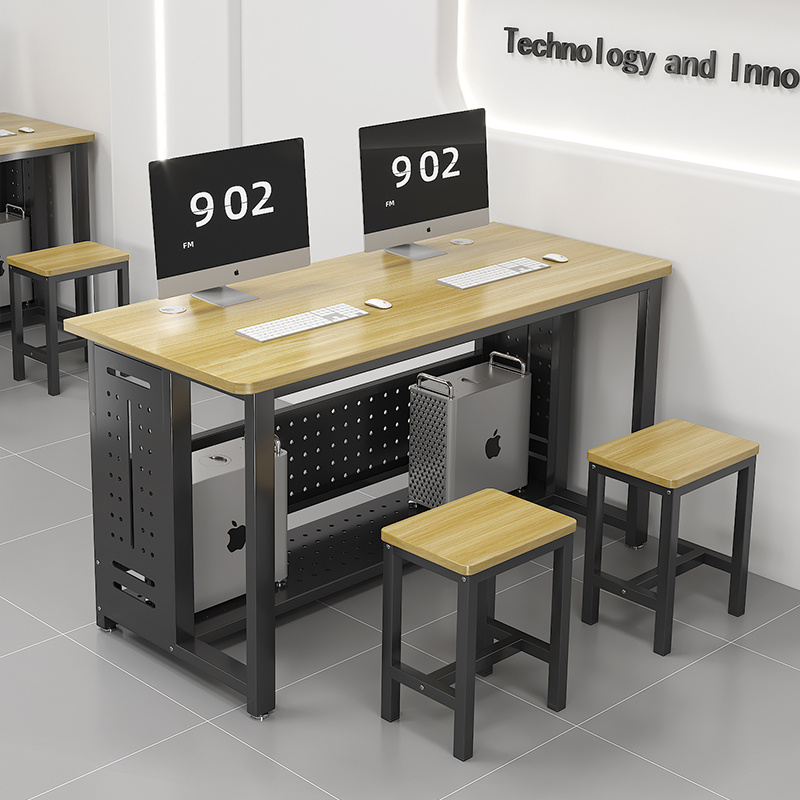 电脑桌机房微机室单人电教桌培训班台式简约电脑桌椅机箱