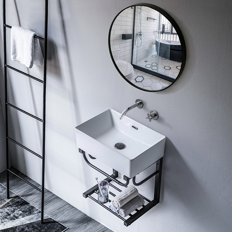 不带龙头孔无孔挂墙式洗手盆 家用小户型支架陶瓷面盆简易洗脸台