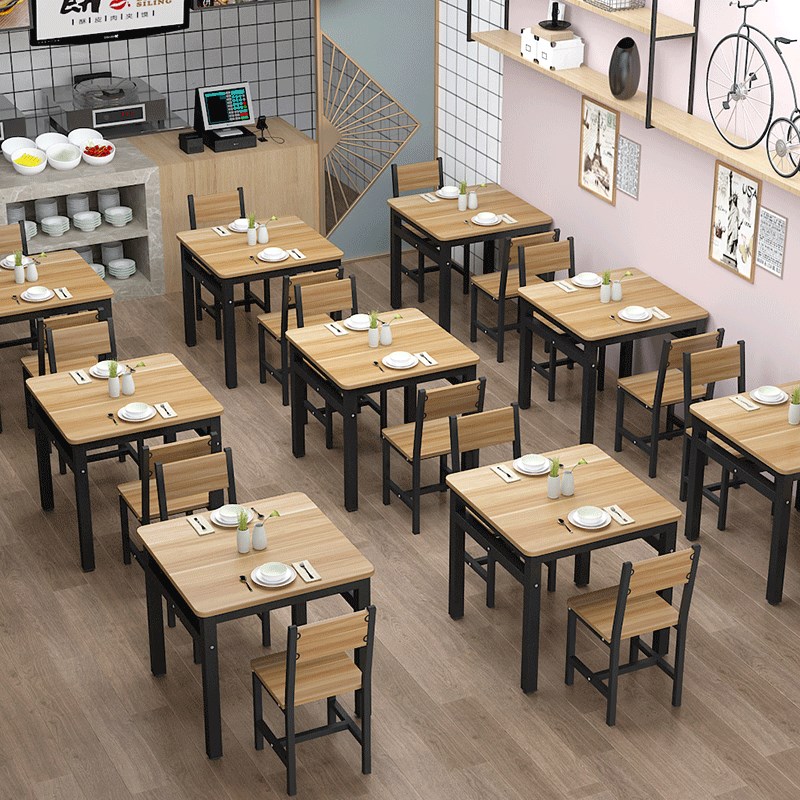 餐桌椅家用简约早餐店餐饮小吃快餐馆饭店正方形吃饭四方桌子