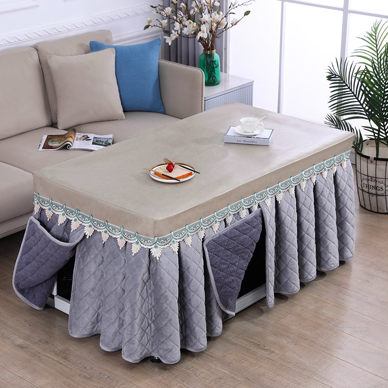 茶几裙摆式二合一家用揭盖取暖桌罩新款荷兰绒烤火罩长方形桌布