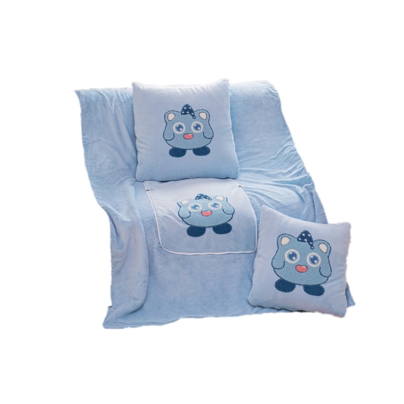 四季加厚法莱绒抱枕毯子面羊羔绒两用靠垫被办公室汽车午休盖毯