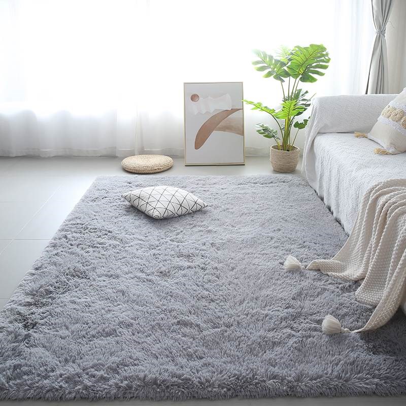 简约现代客厅茶几长毛绒大块地毯长方形床边卧室房间满铺可爱地垫