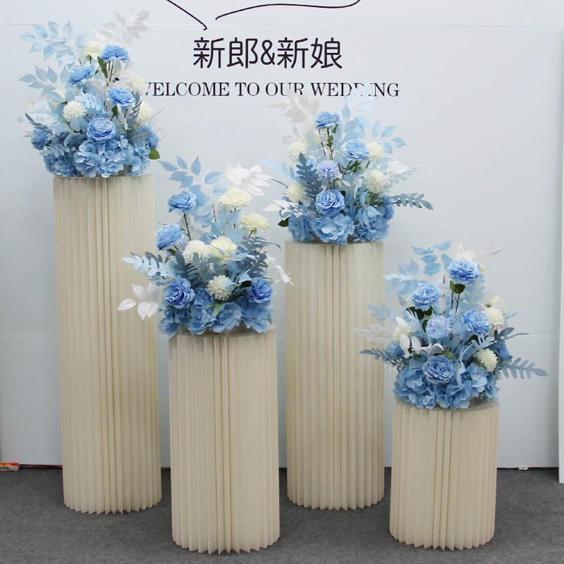 婚庆道具甜品台假花立柱摆放花球花柱酒店婚礼布置橱窗装饰摆件