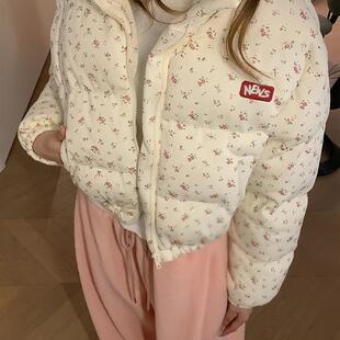 棉衣韩版 甜美碎花短款 宽松加厚保暖百搭外套 棉服女冬季 2025年新款