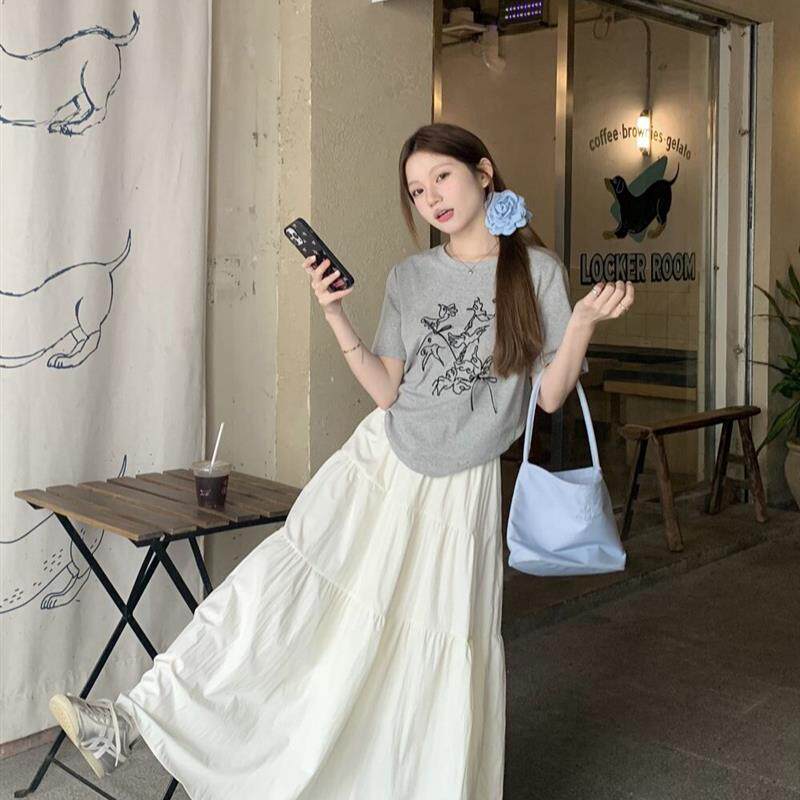 夏装搭配一整套新款小个子短袖T恤半身裙今年流行漂亮套装裙子女