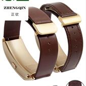 式 适用恩玺真皮手表带 折叠扣 B6手环表带摩卡棕原款 华为B7