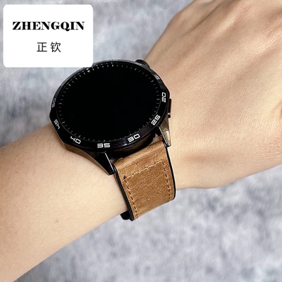 适用三星手表watch6/5Pro表带磁吸折叠扣疯马纹皮腕带Galaxywatch