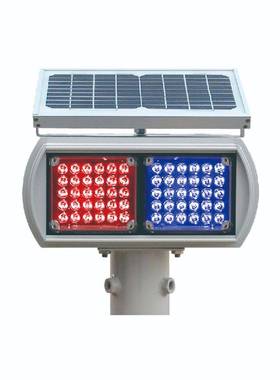 太阳能爆闪号灯双面闪光警示灯夜间蓝信频闪灯路81322道施工红路