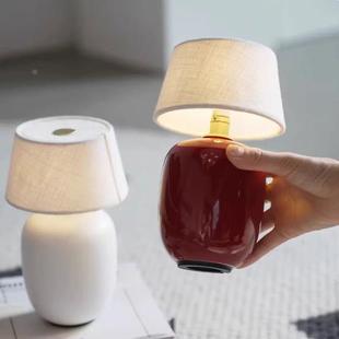 古陶瓷奶油风灯充电复台书房47575床头台灯卧室无线小夜灯丹中麦