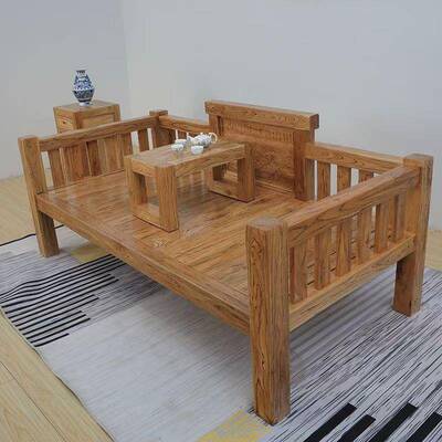 料榆木罗汉床韩式33334大罗汉床八骏全图罗汉床床榻实老木床古典