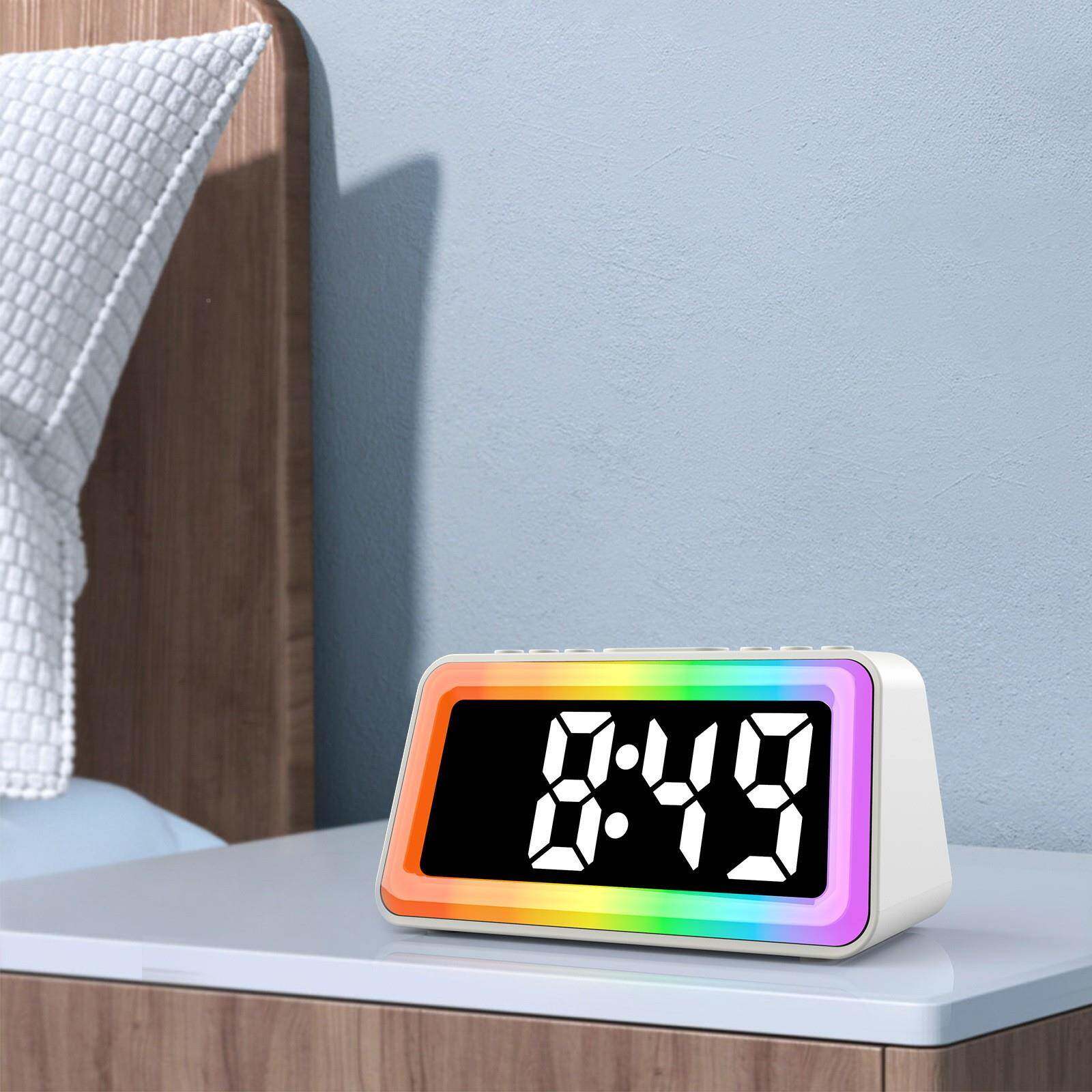 新款智能电子闹钟卧室舍RG灯B七彩氛围夜大宿子数字ZH140电显示屏
