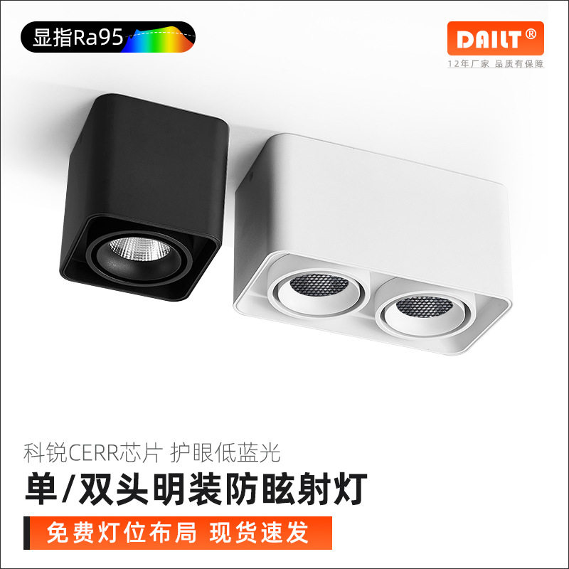 明装防眩双头斗胆射灯高显指