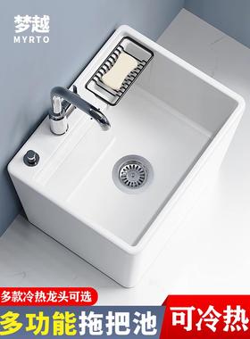 家用拖DAL把池拖带龙头阳台冷热布池落地?式墩布卫池一体式生间拖