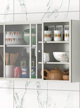 不房锈钢钢化玻璃推拉门厨吊柜移门碗58675柜阳台置物浴储室物墙