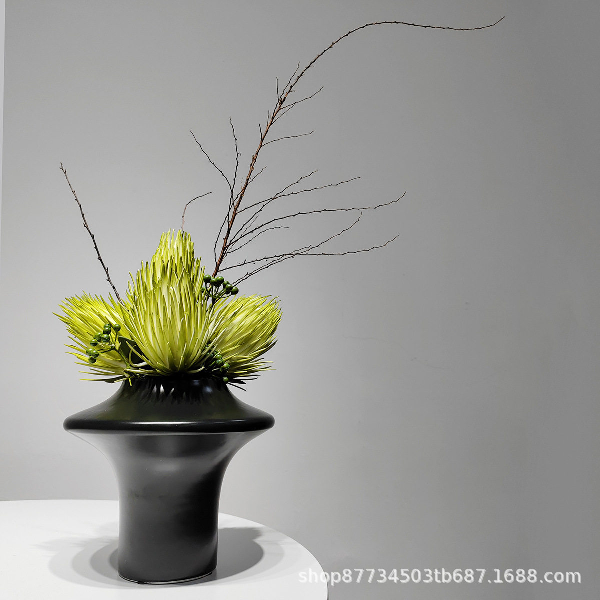 样板房新中式仿真花艺绿植售楼处洽谈桌酒店餐桌盆景现代装饰摆件