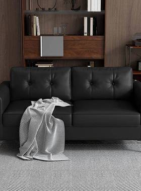 公寓沙发YJN小型出房客厅户租理发店棋牌室休息接待黑色皮布沙双