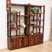 木江君 实木茶叶架子古董展示柜多宝阁客厅隔断 老船木博古架中式