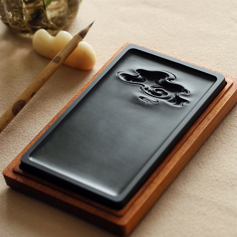 问心堂砚台祥云砚龙潭石歙砚原石砚石书法练习墨锭磨墨砚池防墨干