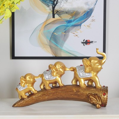 客厅玄关欧式大象摆件创意酒柜桌面装饰品三只小象家居树脂工艺品