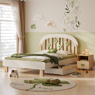 七叶木实木儿童床1.5米白蜡木温莎公主床1.2米单人床1.35米设计款