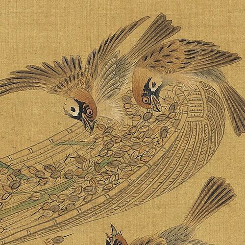 钱选花蓝图册工笔花卉传统花鸟画临摹范本仿古装饰画艺术绢布画心