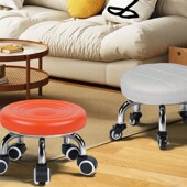 滑轮矮凳不锈钢万向轮静音客厅换鞋 凳修脚美甲带娃擦地多功能小凳