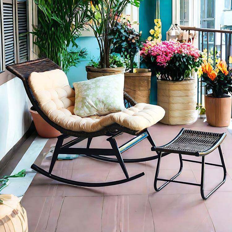 985藤编贵妃椅椅妃小躺椅阳台休闲懒人沙发太妃单人户型卧室酒店