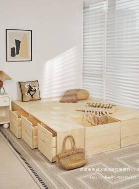 实木榻榻米木箱储物箱拼加床长FWT方形可坐收纳箱宽专旭免安其装