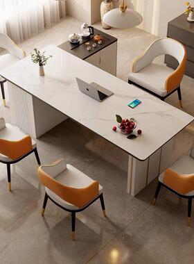 现代简约岩合板茶桌椅组公室茶桌办一体一整套UDI轻奢茶分体式岛
