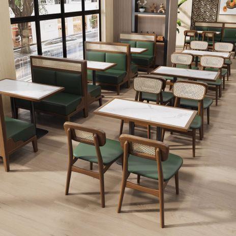 主题餐厅卡座简约面料90269馆编藤实木桌椅组合饭家馆餐饮日具图片