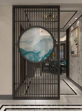 新中式木花格屏风客实卧室书酒店实CJF木屏风房隔断厅办公花格栅