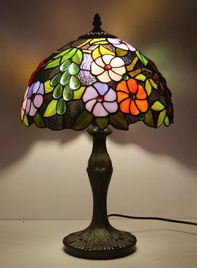 璟蒂凡尼汇厅卧LHJ-XDD1书房装饰灯具床头护眼客灯12寸葡萄花型玻