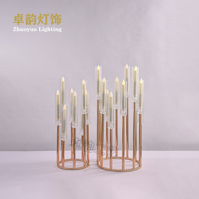创意婚庆道具圆环金属烛台餐桌烛光晚餐节庆派对圣诞节烛台摆件