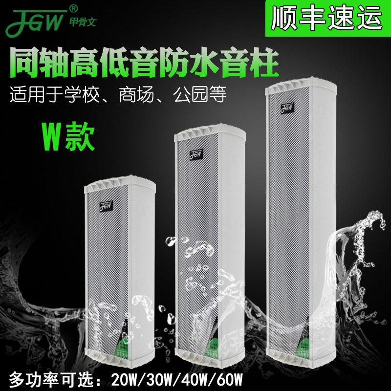 防水音柱40W学校同轴高低音壁挂音箱公共广播系统喇叭W款大喇叭