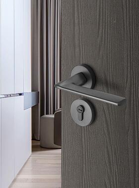 黑色锁磁吸静音卧室门房门锁内分室体锁卫门生间实木把手执手MCB