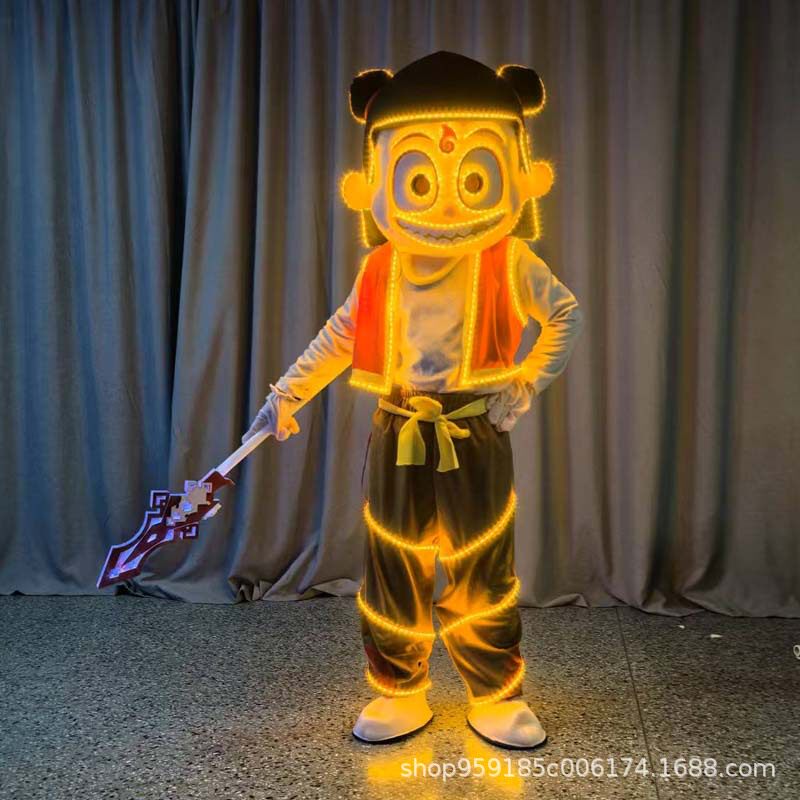 发光人偶服装商演夜光巡游活动演出服LED哪吒敖丙发光服