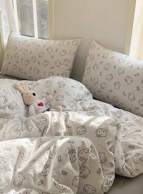 款云感件提花床双层纱单床笠四套三件套加大被套床品套件CZM单新