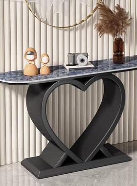 轻奢岩13542板意式玄关圆子半客厅心形端简约入户靠墙景台现代桌