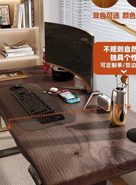 原木书12609桌大胡桃色家电脑桌双人实木板桌工木作台用智能电动