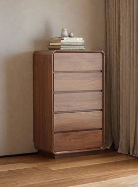 新中式柜卧室客厅置物OKT柜大容量纳抽屉斗斗柜实木收胡桃落地床