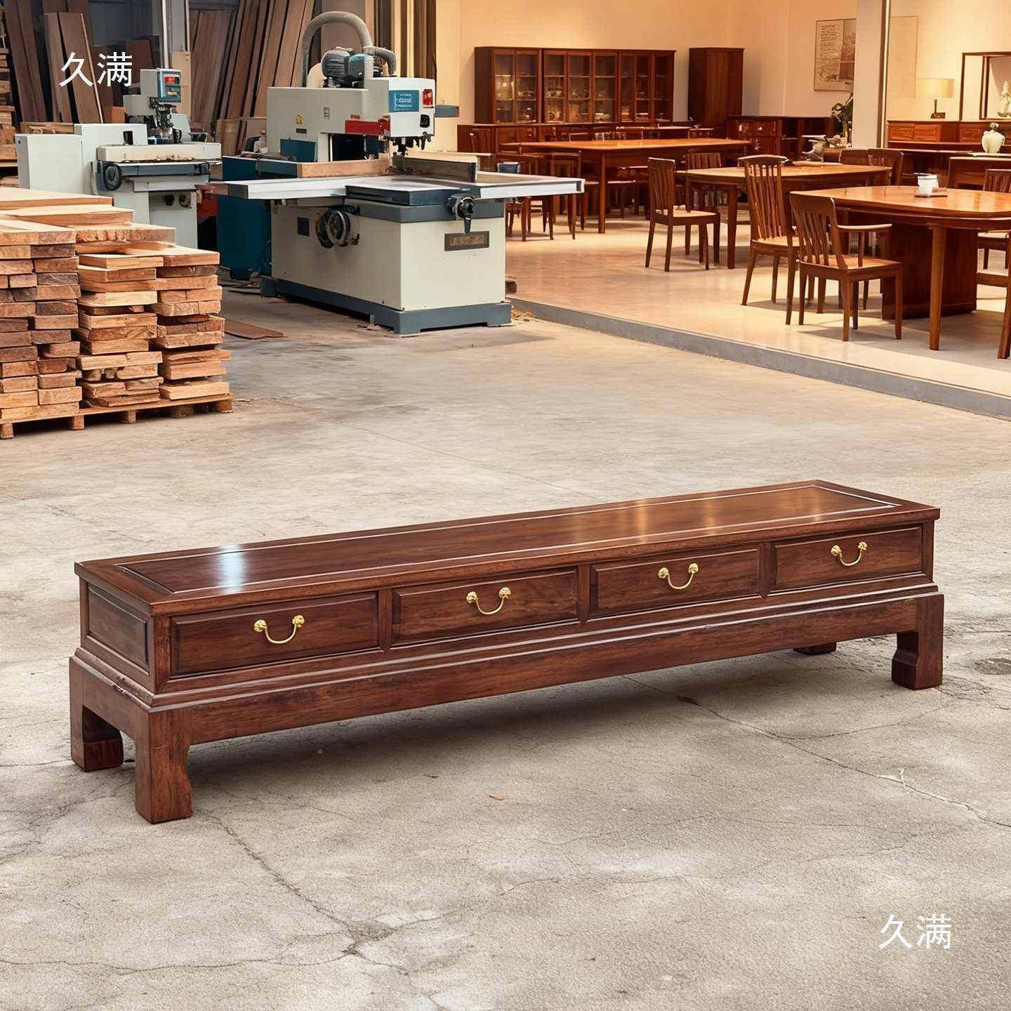 面素电视柜新中式全实电用视柜素面电视金花梨木木客厅落地柜原木