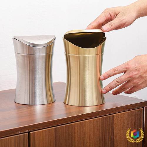 ?卫304不意锈钢桌面垃圾桶迷你NOL金色台面创家用生间办公篓纸带