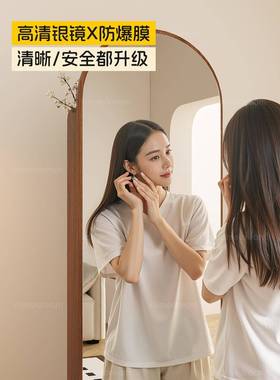 实全身木镜家用落地镜可旋转移衣穿镜62001杂志书架储物一动体试