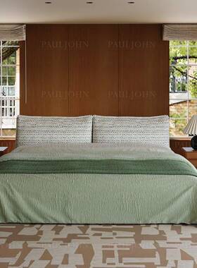 ALJOHN进雪PBNC尼尔绒不晚U床现代极简别墅平口层主卧双人布艺落