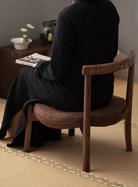 靠胡桃单人家用沙发椅台休闲靠背木椅凳客厅茶几户KKZ阳外矮凳带