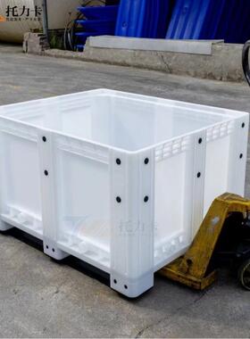 白色卡板箱塑特料大周转闭箱QDK封箱式托盘箱叉车中转箱物号流围