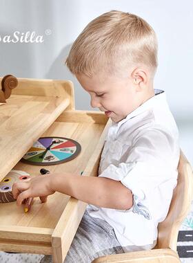 9U吃儿升童宝宝实木幼儿园玩饭可降写字学习具91033桌桌椅套