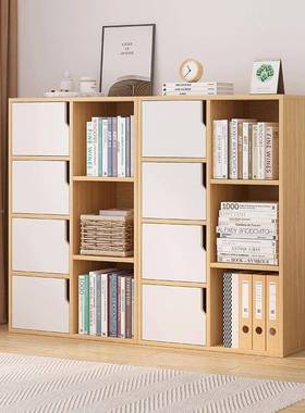 书架落地置物架简易书小型柜卧室家储物柜靠客OJI厅多层用收纳墙