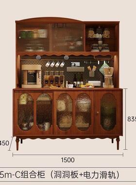 实木复古17800餐边美式水家储用厨房储物物茶柜一体靠墙组合酒柜