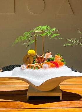 三文鱼刺鱼身摆盘盘34545装饰树脂刺身盘冰生专用盘海鲜姿商造密